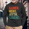 Gamer Hero Myth Legend Vintage Gaming Langarmshirts Geschenke für alte Männer