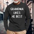 Grandma Likes Me Best Funny Joke Sarcastic Family Men Women Long Sleeve T-shirt Graphic Print Unisex Gifts for Old Men