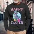 Happy Easter Dinosaur Rex Eggs Easter Long Sleeve T-Shirt Gifts for Old Men