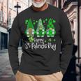 Happy St Patricks Day Cute Gnomes Lucky Heart Shamrock Irish Long Sleeve T-Shirt Gifts for Old Men