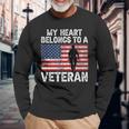 My Heart Belongs To A Veteran Army Veteran Fathers Day Long Sleeve T-Shirt Gifts for Old Men