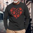 Heart Paw Print Valentines Cute Dog Love Doggie Puppy Lover Long Sleeve T-Shirt Gifts for Old Men