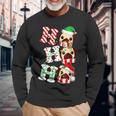 Ho Ho Ho Pug Dog Santa Hat Lights Antlers Christmas Gifts Men Women Long Sleeve T-shirt Graphic Print Unisex Gifts for Old Men