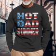 Hot Dad Summer Father Patriotic Usa Flag July 4Th Long Sleeve T-Shirt Gifts for Old Men