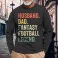 Husband Dad Fantasy Football Legend Father Vintage Long Sleeve T-Shirt Gifts for Old Men