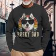 Husky Dad Dog Sunglasses Vintage Siberian Husky Long Sleeve T-Shirt Gifts for Old Men