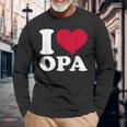I Love Opa Herz-Motiv Langarmshirts in Schwarz, Geschenkidee für Großväter Geschenke für alte Männer