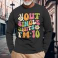 Its My 10Th Birthday Peace Out Single Digits Im 10 Year Old Long Sleeve T-Shirt Gifts for Old Men