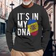 Its In My Dna Moldawien Flagge Fingerabdruck Langarmshirts Geschenke für alte Männer
