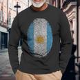 Its In My Dna Fingerprint Argentina Flag Pride Sun Of May Men Women Long Sleeve T-shirt Graphic Print Unisex Gifts for Old Men