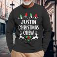 Justin Name Christmas Crew Justin Long Sleeve T-Shirt Gifts for Old Men