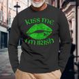 Kiss Me Im Irish Lips Sexy St Patricks Day Long Sleeve T-Shirt Gifts for Old Men