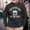 Lake Life Is Better At Lake Vibes Campfire Lake Long Sleeve T-Shirt Gifts for Old Men