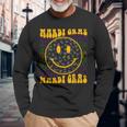 Leopard Hippie Face Retro Groovy Mardi Gras Long Sleeve T-Shirt Gifts for Old Men