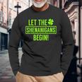 Let The Shenanigans Begin St Patricks Day St Paddys Long Sleeve T-Shirt Gifts for Old Men
