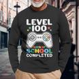 Level 100 Days Of School Completed Gamer Long Sleeve T-Shirt Gifts for Old Men