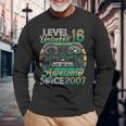Level 16 Unlocked Awesome Since 2007 16Th Birthday Gaming Long Sleeve T-Shirt Gifts for Old Men