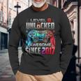 Level 6 Unlocked Awesome Since 2017 6Th Birthday Gaming Long Sleeve T-Shirt T-Shirt Gifts for Old Men