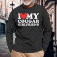 I Love My Cougar Girlfriend I Heart My Cougar Girlfriend Long Sleeve T-Shirt Gifts for Old Men