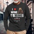 I Love Wine And Bears Lustiges Trinken Camping Wildtiere Tier Langarmshirts Geschenke für alte Männer