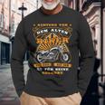 Lustiges Motorrad Langarmshirts für Herren, Achtung Alter Biker Opa Geschenke für alte Männer