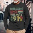 May 1919 Shirt 100 Years Old 100Th Birthday Decorations Long Sleeve T-Shirt T-Shirt Gifts for Old Men