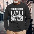 Mens Proud Dad Awesome Drum Major Marching Band Fathers Gift Men Women Long Sleeve T-shirt Graphic Print Unisex Gifts for Old Men