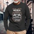 Micheal Name Micheal Blood Runs Through Long Sleeve T-Shirt Gifts for Old Men