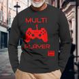Multi Player Grooms Squad Bachelor Party Retro Long Sleeve T-Shirt Gifts for Old Men