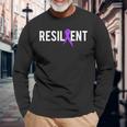 Pancreatic Cancer Awareness Gift Resilient Cancer Fighter Men Women Long Sleeve T-shirt Graphic Print Unisex Gifts for Old Men