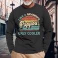 Pappou Like A Grandpa Only Cooler Vintage Dad Fathers Day Long Sleeve T-Shirt Gifts for Old Men