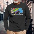 Peace Love Autism Puzzle In April We Wear Blue For Autism Long Sleeve T-Shirt T-Shirt Gifts for Old Men
