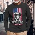 Pitbull Dad American Flag Long Sleeve T-Shirt T-Shirt Gifts for Old Men
