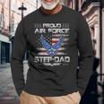 Proud Air Force Step-Dad Veteran Vintage Flag Veterans Day Long Sleeve T-Shirt Gifts for Old Men