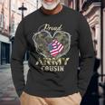 Proud Army Cousin With Heart American Flag For Veteran Long Sleeve T-Shirt Gifts for Old Men