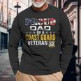 Proud Dad Of A Coast Guard Veteran American Flag Military Long Sleeve T-Shirt Gifts for Old Men