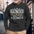 Proud Marine Military Dad Veteran Long Sleeve T-Shirt Gifts for Old Men