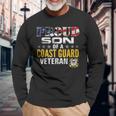 Proud Son Of A Coast Guard Veteran American Flag Military Long Sleeve T-Shirt Gifts for Old Men