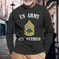 Retired Army Sergeant First Class Military Veteran Men Women Long Sleeve T-shirt Graphic Print Unisex Gifts for Old Men