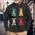 Retro Easter Bunny Cute Happy Easter Vintage Colorful Rabbit Long Sleeve T-Shirt Gifts for Old Men
