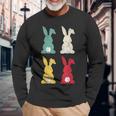 Retro Easter Bunny Vintage Colorful Rabbit Cute Happy Easter Long Sleeve T-Shirt Gifts for Old Men
