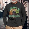 Retro Groovy Happy St Patricks Day Go Lucky Charm Shamrock Long Sleeve T-Shirt T-Shirt Gifts for Old Men