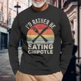 Retro Id Rather Be Eating Chipotle Mexican Chili Food Long Sleeve T-Shirt T-Shirt Gifts for Old Men