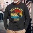 Retro Vintage Best Cat Dad Ever Fist Bump Long Sleeve T-Shirt T-Shirt Gifts for Old Men