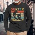 Retro Vintage Daddy Surfer Surfing Dad Long Sleeve T-Shirt Gifts for Old Men