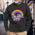 Retro Vintage Free Mom Hugs Rainbow Lgbtq Pride Long Sleeve T-Shirt Gifts for Old Men