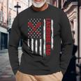 Retro Vintage Usa American Flag Lacrosse Dad Patriotic Long Sleeve T-Shirt Gifts for Old Men