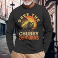 Save The Chubby Unicorns Vintage Rhino Animal Rescue Long Sleeve T-Shirt T-Shirt Gifts for Old Men