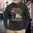 Schwarzes Langarmshirts mit Sensenmann & Michael – Sohn Gottes Spruch, Narben Story Geschenke für alte Männer