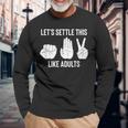 Lets Settle This Like Adults Rock Paper Scissor Long Sleeve T-Shirt Gifts for Old Men